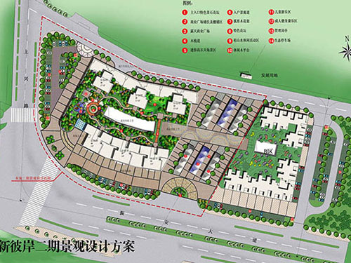 新彼岸二期景觀方案總體鳥瞰圖